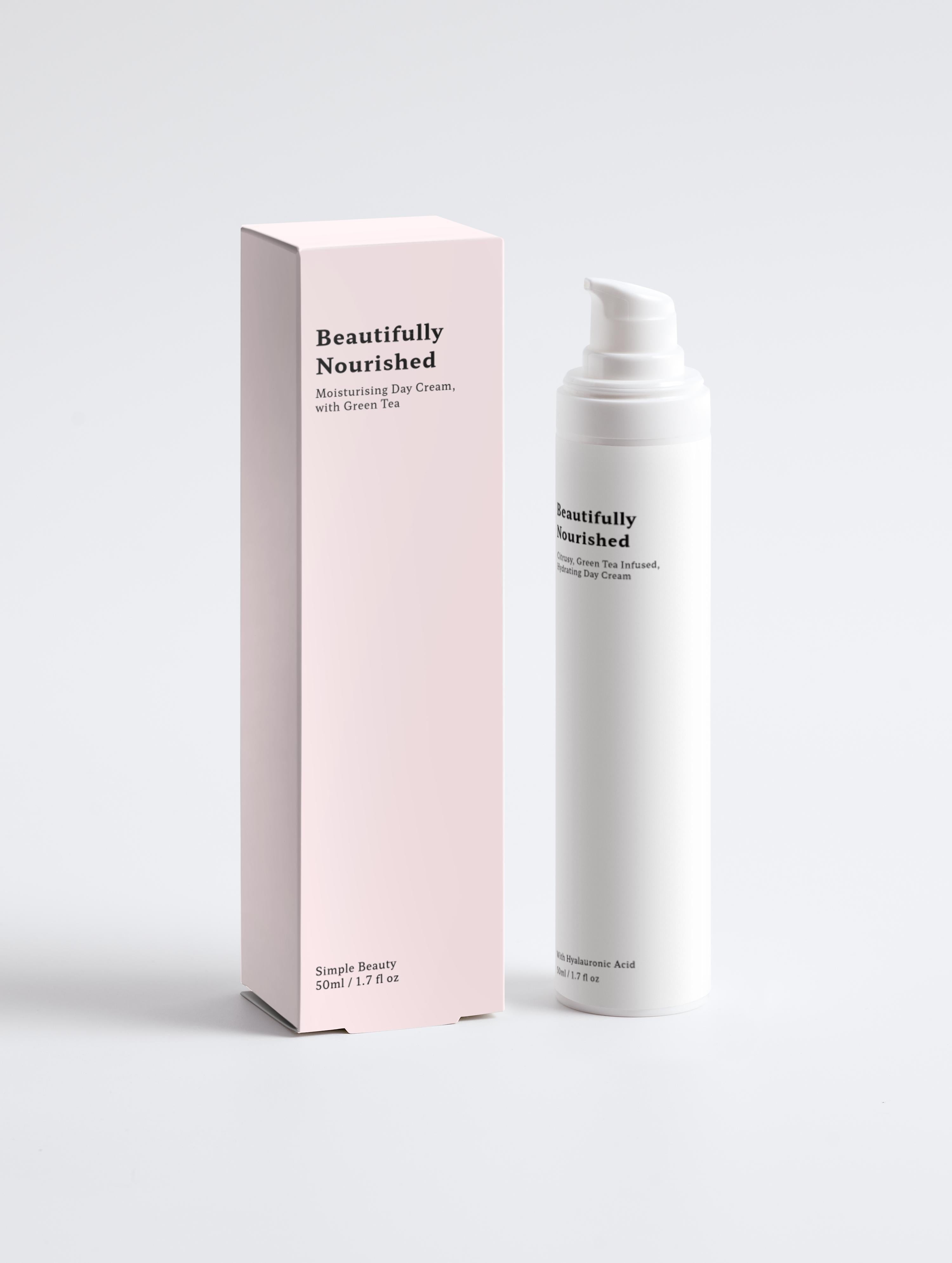 Beautifully Nourished day cream with green tea extract to protect and soothe skin