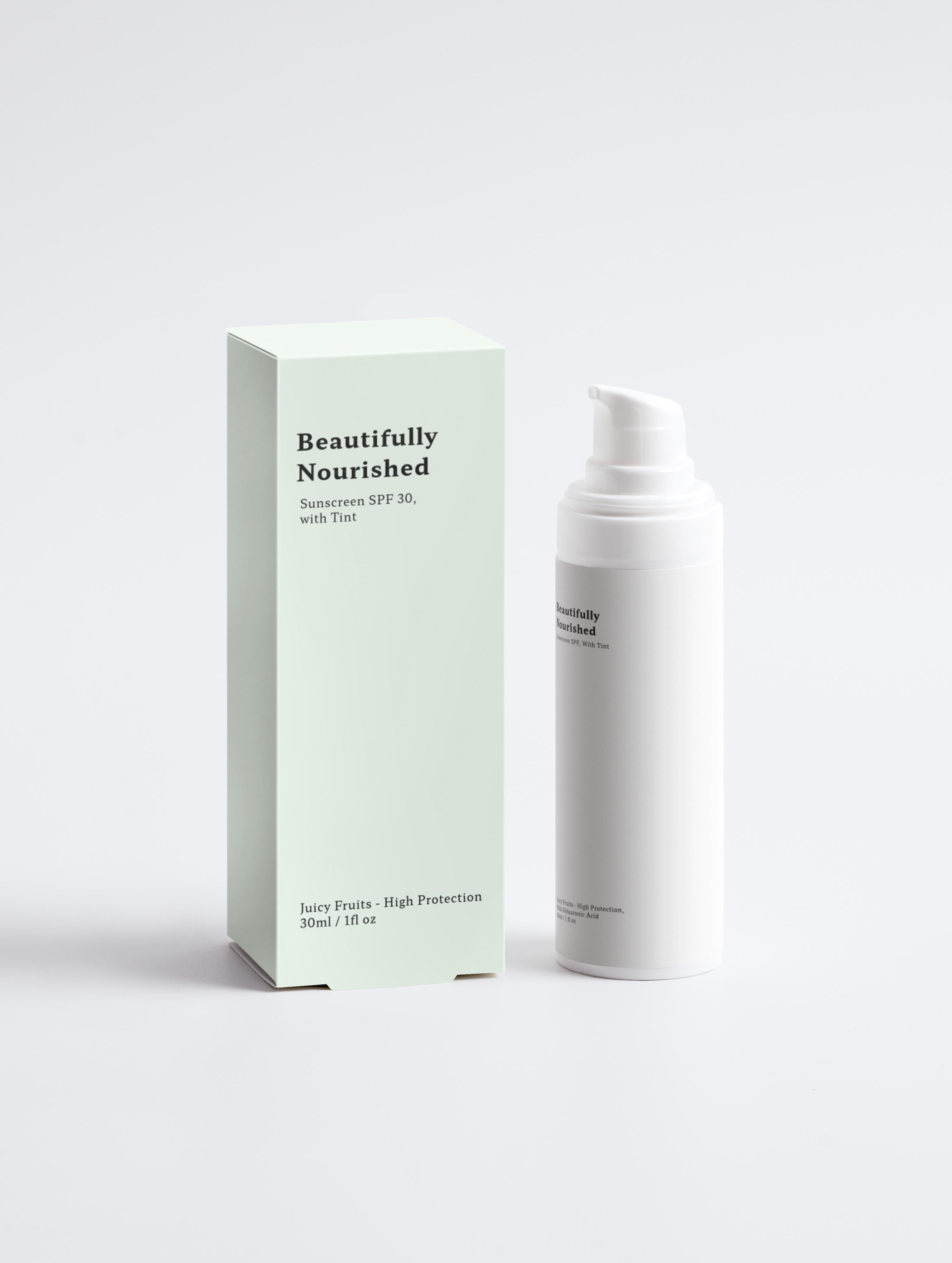 Beautifully Nourished lightweight tinited sunscreen for everyday wear