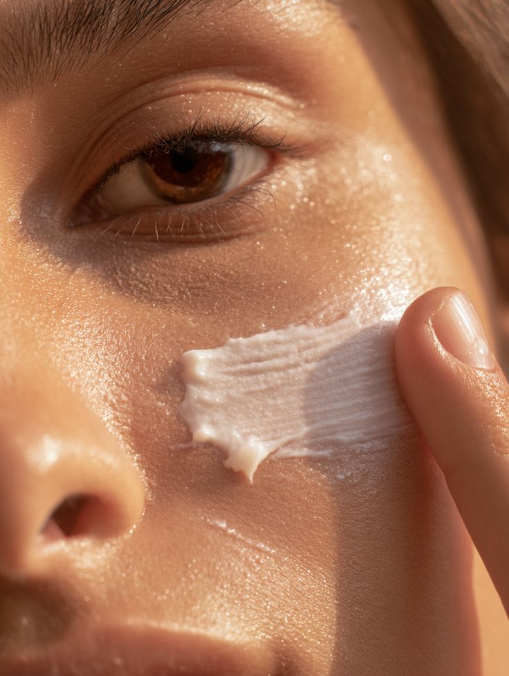 Hormone friendly skincare being applied under the woman's eye