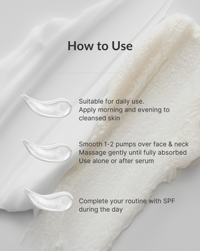 Instructions on how to use a skincare product with text overlay on a white background