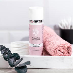 Lifestyle shot of Beautifully Nourished Vitamin ACE anti-ageing Facial Moisturiser 